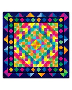 Squares Triangle Tapestry Look Blue 24 x 24 Custom Shape