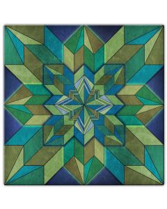 Box Pattern Green Blue 30 x 30 Custom Shape