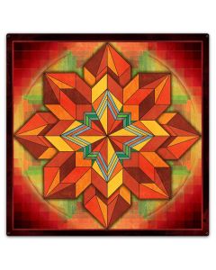 Orange Geometric Quilt 36 x 36 Custom Shape