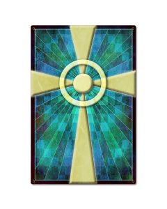 AQP692 - Cross Quilt Stained Glass Blue