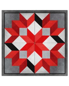 Eight Square Quilt Red Black White 4pcs 42 X 42 vintage metal sign