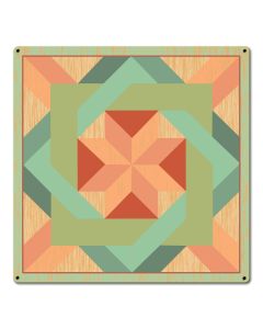 Box in Box Quilt Green 18 X 18 vintage metal sign