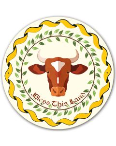Cow Hex Sign White Background 28 X 28 vintage metal sign