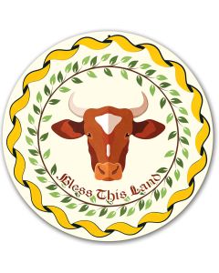 Cow Hex Sign White Background 14 X 14 vintage metal sign