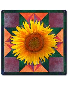 Sunflower Four Corners Metal Sign 12in X 12in