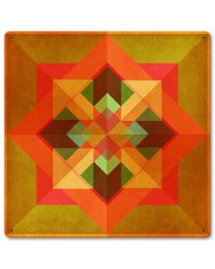 Squares and Arrows Orange Metal Sign 12in X 12in