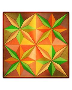 4 Eight Point Stars Orange Yellow Green Metal Sign 24in X 24in