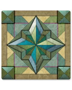 8 Point Quilt Earth Tones Light Metal Sign 12in X 12in