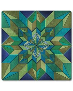 Box Pattern Green Blue Metal Sign 12in X 12in