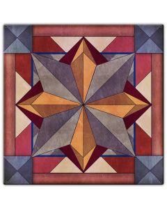 8 Point Quilt Red Tones Metal Sign 24in X 24in