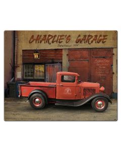 Charlie's Garage Metal Sign 30in X24in