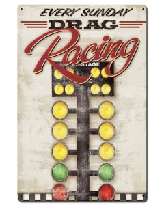 Drag Racing Corrugated Vintage Sign
