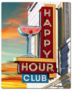 Happy Hour Club Vintage Sign