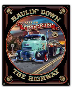 Haulin' Down Highway 15 x 18 Custom Shape