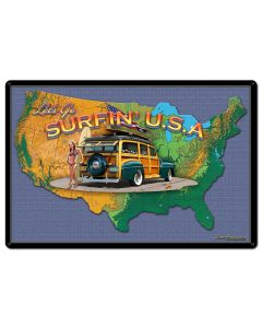 SURFIN USA MAP 36 x 24 Satin