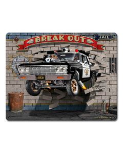 Break Out Cop Car 15 X 12 vintage metal sign