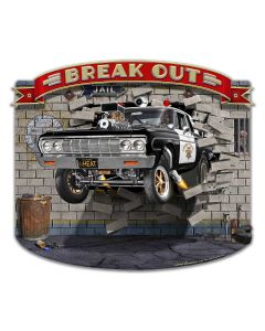 Cop Car Break Out 18 X 16 vintage metal sign