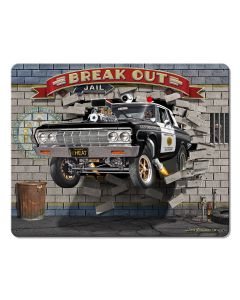 Break Out Cop Car SD 15 X 12 vintage metal sign