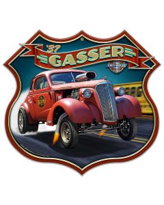 1937 CHEVY GASSER Metal Sign 16in X 15in