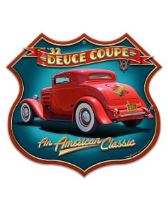 1932 DEUCE COUPE SHIELD Metal Sign 16in X 15in