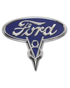 Ford V-8 Emblem Metal Sign 22in X 18in