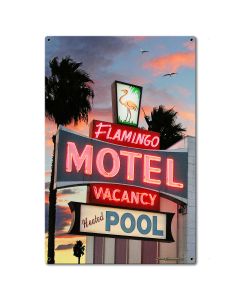 Flamingo Motel Metal Sign 16in X 24in