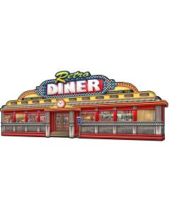 Retro Diner Cutout Metal Sign 32in X 14in
