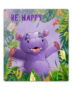 Be Happy Hippo 18 x 20 Custom Shape