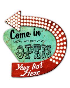We Are Open 18 X 18 vintage metal sign