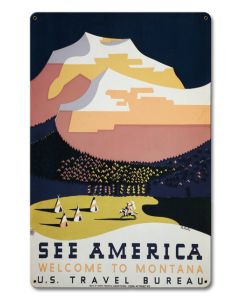 See America Welcome To Montana Vintage Sign