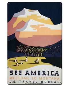 See America Welcome To Montana Vintage Sign