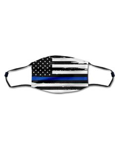 American Flag Blue Line Distressed Mask