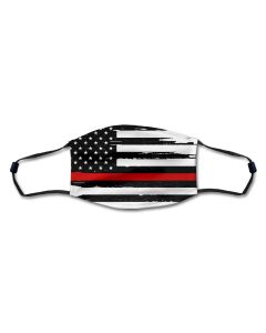 American Flag Red Line Distressed Mask