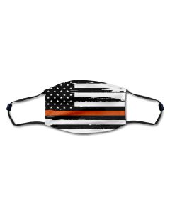 American Flag Orange Line Distressed Mask