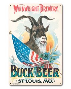 Buck Beer Vintage Metal Sign