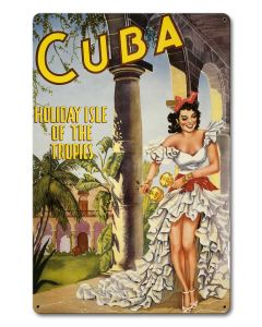 Cuba Holiday Isle Vintage Metal Sign