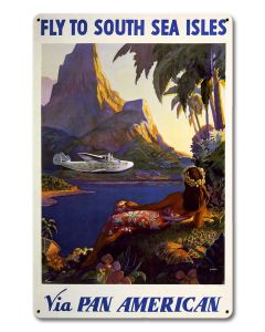 Fly To South Sea Isles Vintage Metal Sign