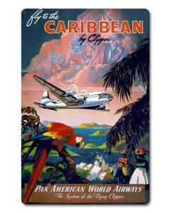 Fly Caribbean Clipper Vintage Metal Sign