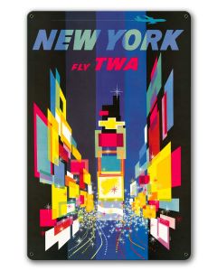 New York Fly Twa Vintage Metal Sign