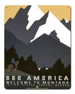 See America Welcome Montana 1 Vintage Metal Sign