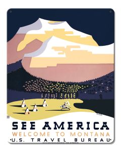 See America Welcome Montana 2 Vintage Metal Sign
