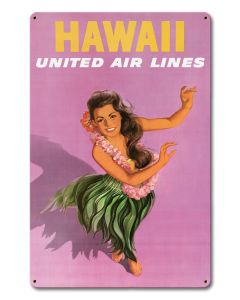 Hawaii Hula Dancer Vintage Metal Sign