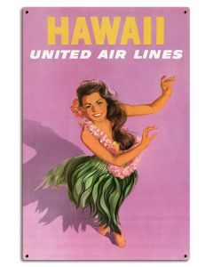 Hawaii Hula Dancer Vintage Metal Sign