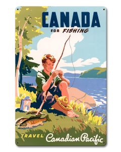 Canada For Fishing 12 X 18 vintage metal sign