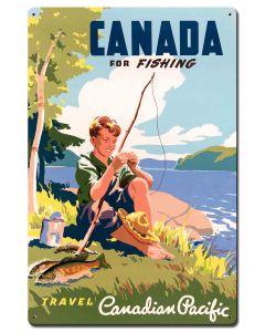 Canada For Fishing 16 X 24 vintage metal sign