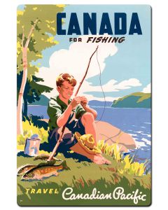 Canada For Fishing 24 X 36 vintage metal sign