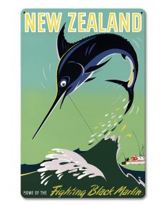 New Zealand Fighting Black Marlin 12 X 18 vintage metal sign