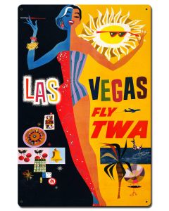 Las Vegas Fly TWA 16 X 24 vintage metal sign