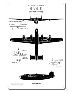 US Heavy Bomber B-24D Metal Sign 16in X 24in