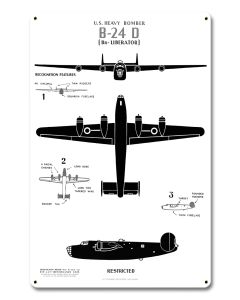 US Heavy Bomber B-24D Metal Sign 12in X 18in